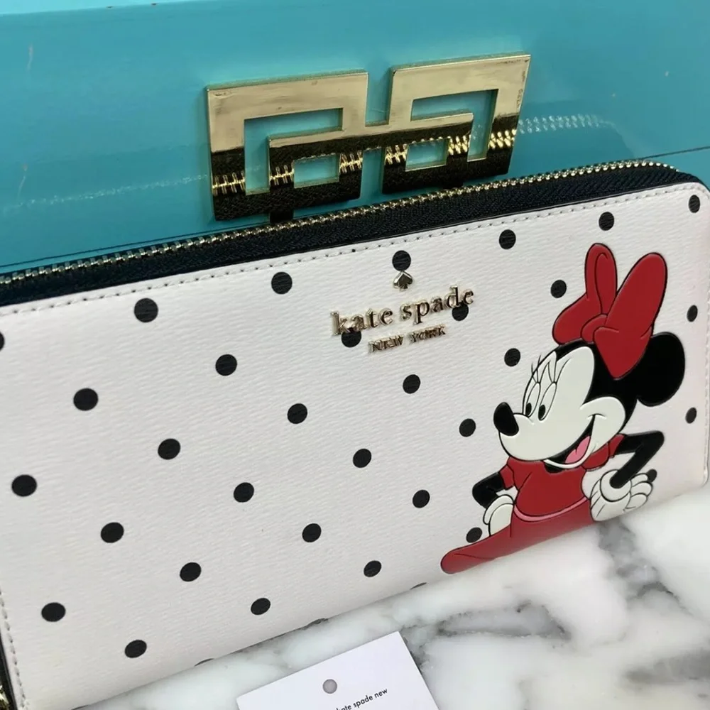 disney x kate spade new york other minnie mouse large continental wallet white